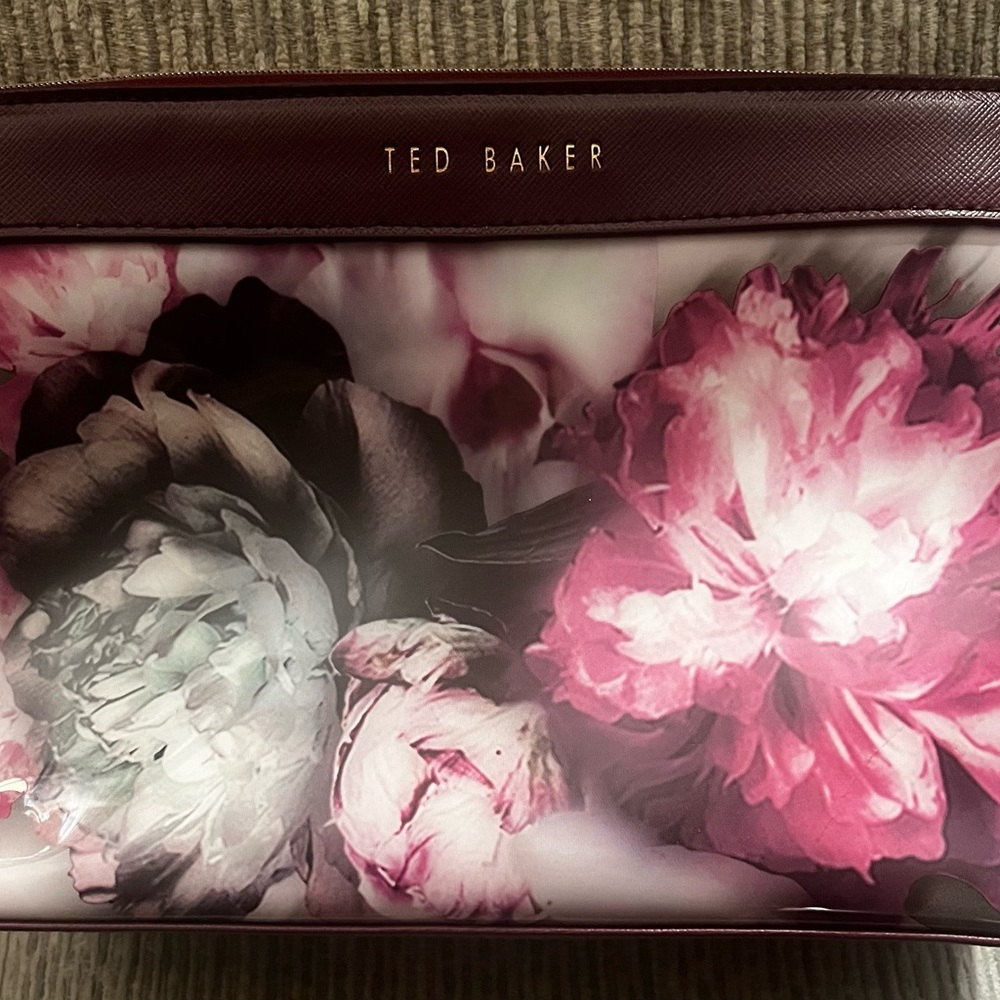Ted Baker Burgundy and Pink Floral Cosmetic Bag